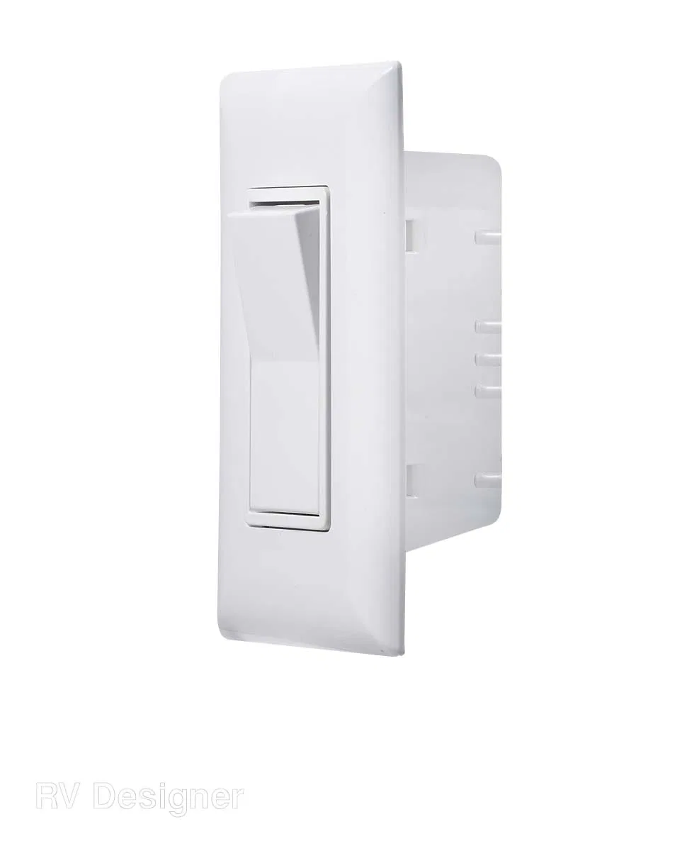 S841 – RV DESIGNER Interior Light Switch, 125 Volt AC Self Contained Contemporary Touch Switch Rocker White Speed Wir...